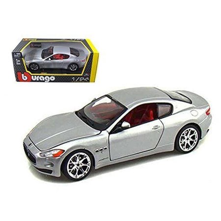 BEARHUG B  1 by 24 2008 Maserati Gran Turismo Diecast Model Car; Silver & Gray BE994262